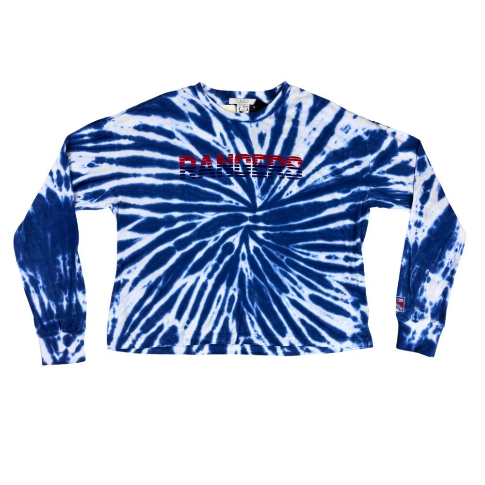 NWT Wear Women's NHL New York Rangers Blue Tie Dye Long Sleeve Tee-Shirt Small